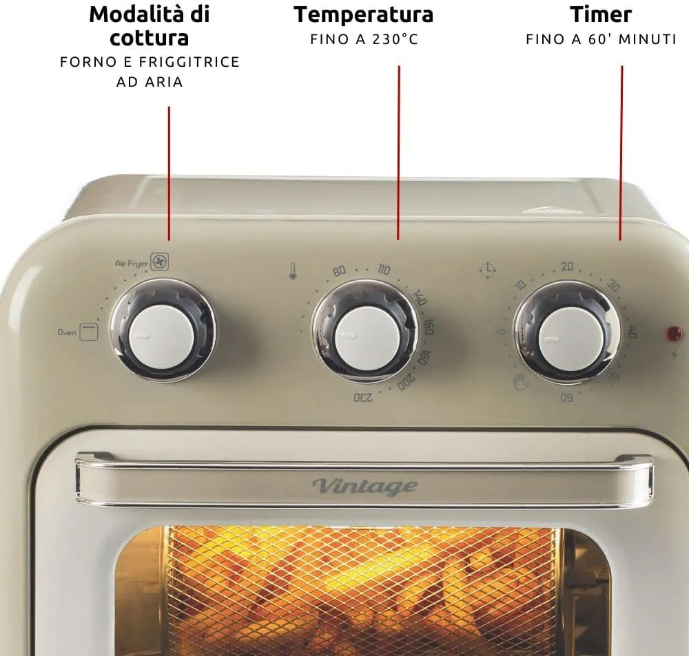Ariete Vintage Air Fryer Oven, 16Lit, 1400Watts, Beige