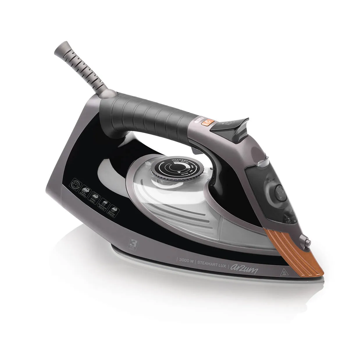 Arzum Iron  Power Constant Steam Release 65Gr, 3000 Watts, Black