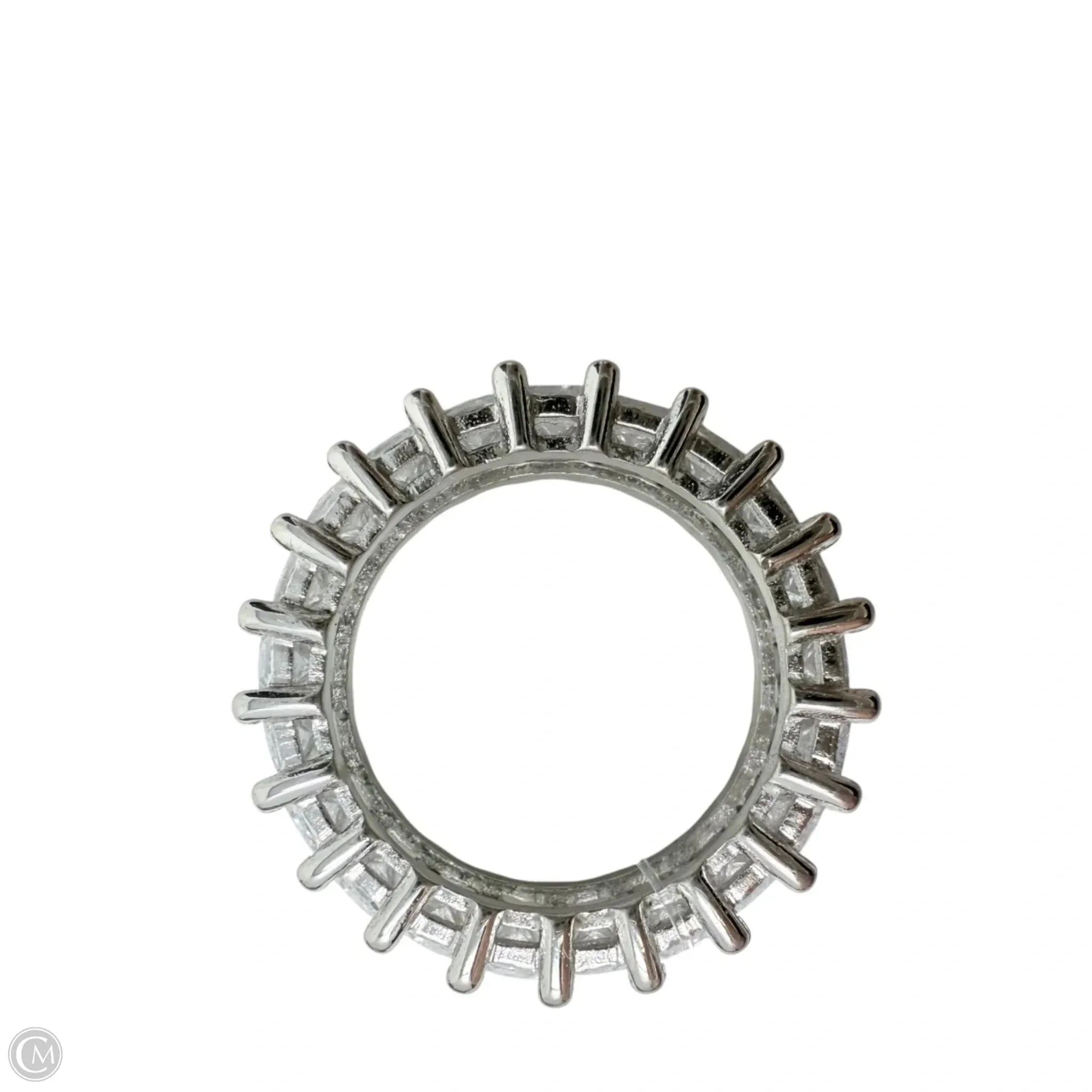 Baguette CZ & Sterling Silver Anniversary Band Ring By Unbranded, Size: 7