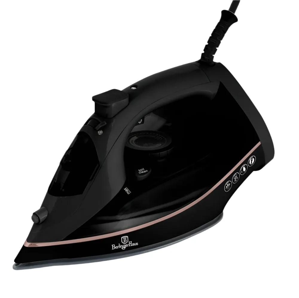 Berlinger Haus Steam Iron Ceramic Soleplate, 0.3Lit, 2200Watts, Black