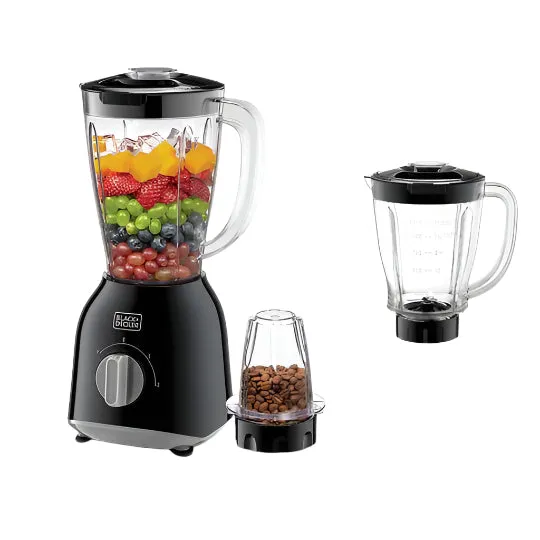 Black & Decker Blender with 2 Grinders, 400Watts, Black
