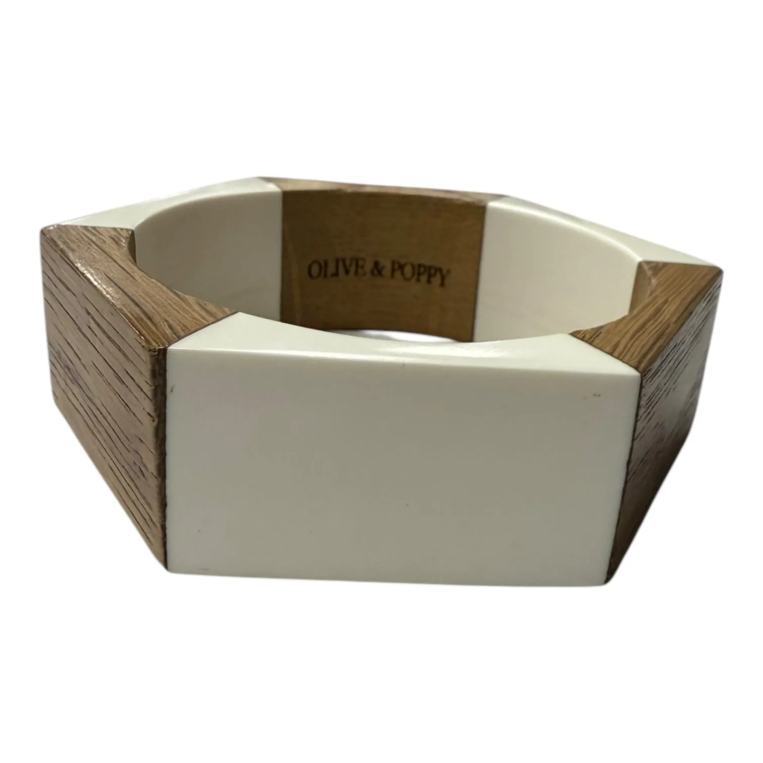 Bracelet Bangle By olive & poppy In Tan & White