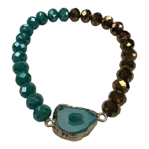 Bracelet Beaded By Plunder In Gold & Green