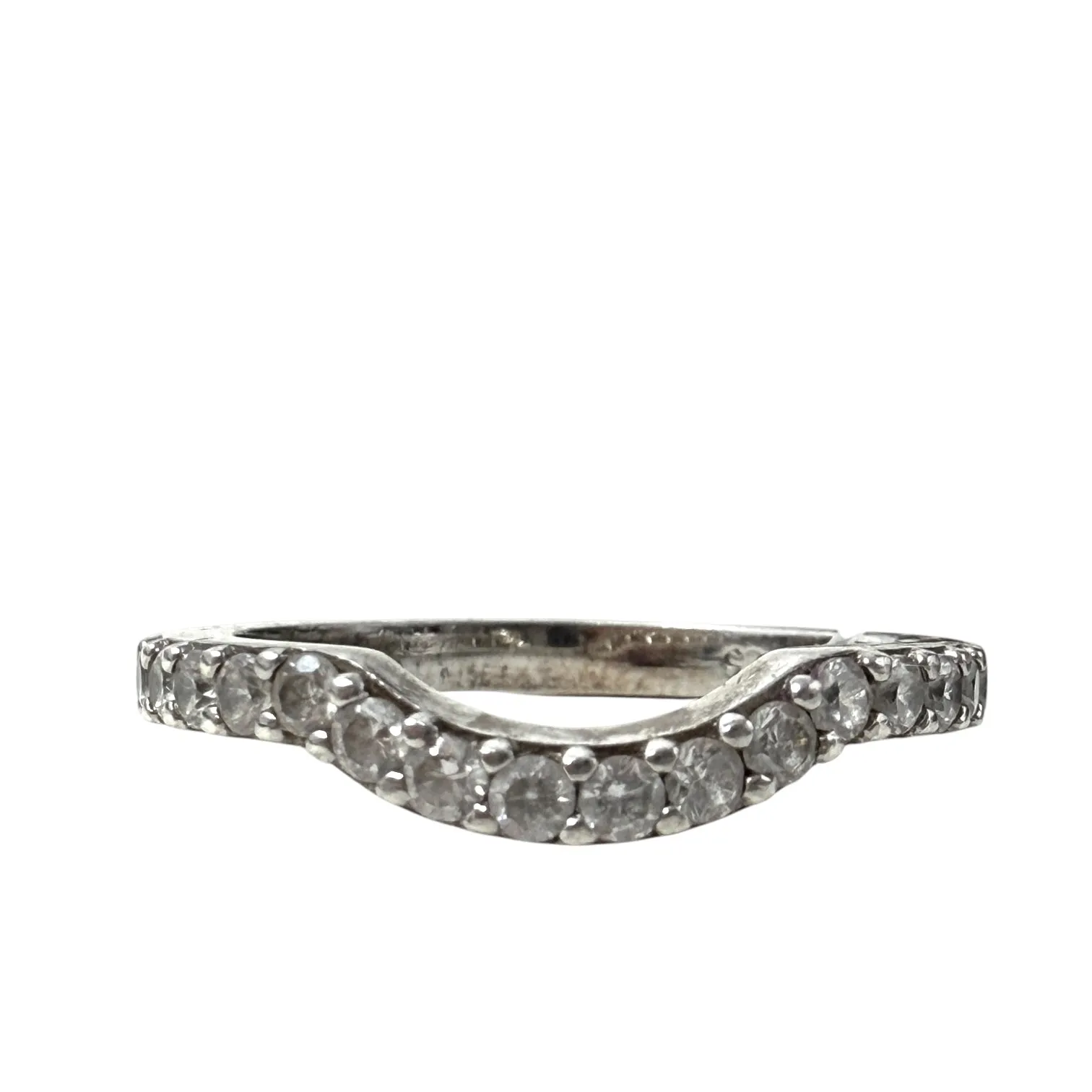 Clear Stine & Sterling Silver Contour Band Ring By Clothes Mentor