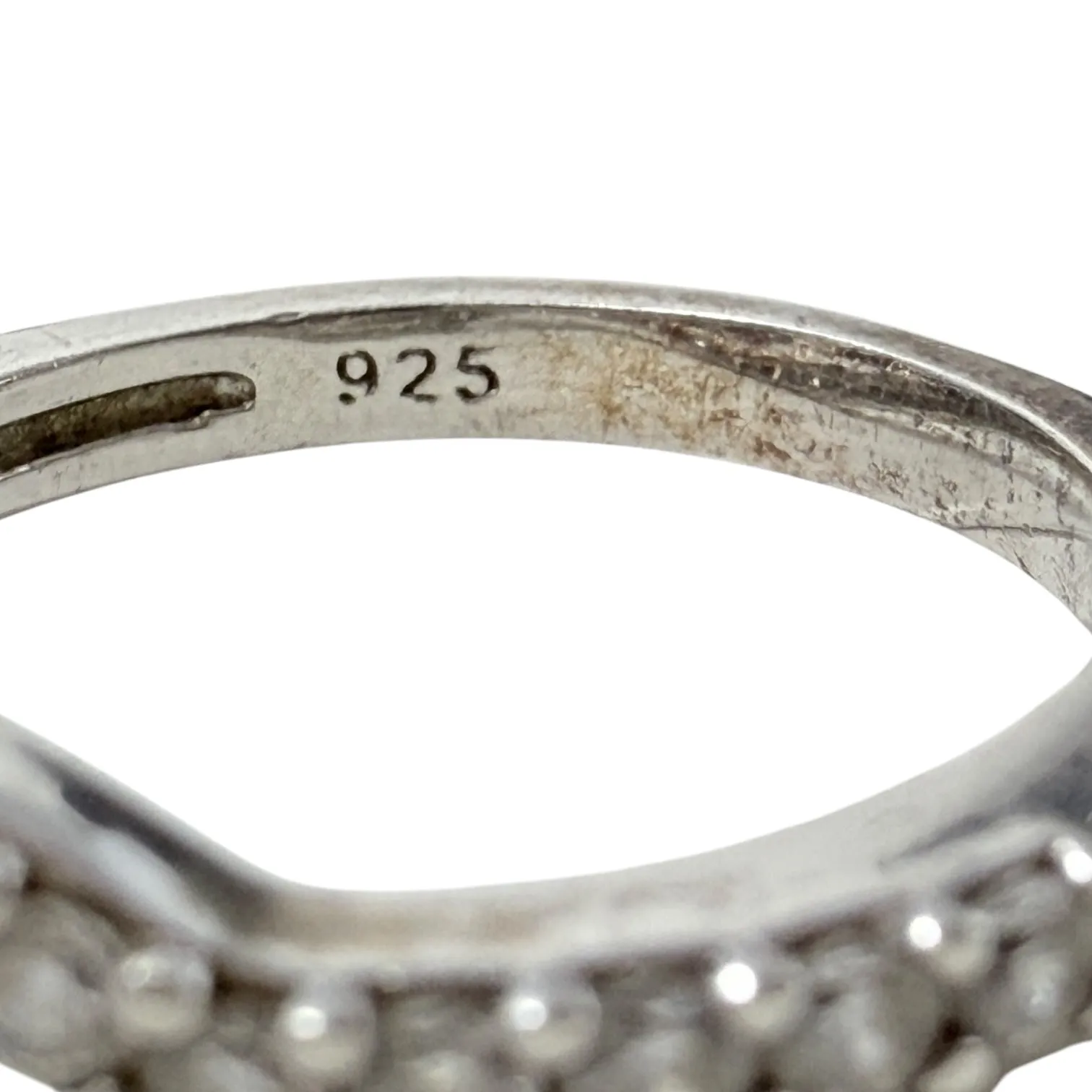 Clear Stine & Sterling Silver Contour Band Ring By Clothes Mentor