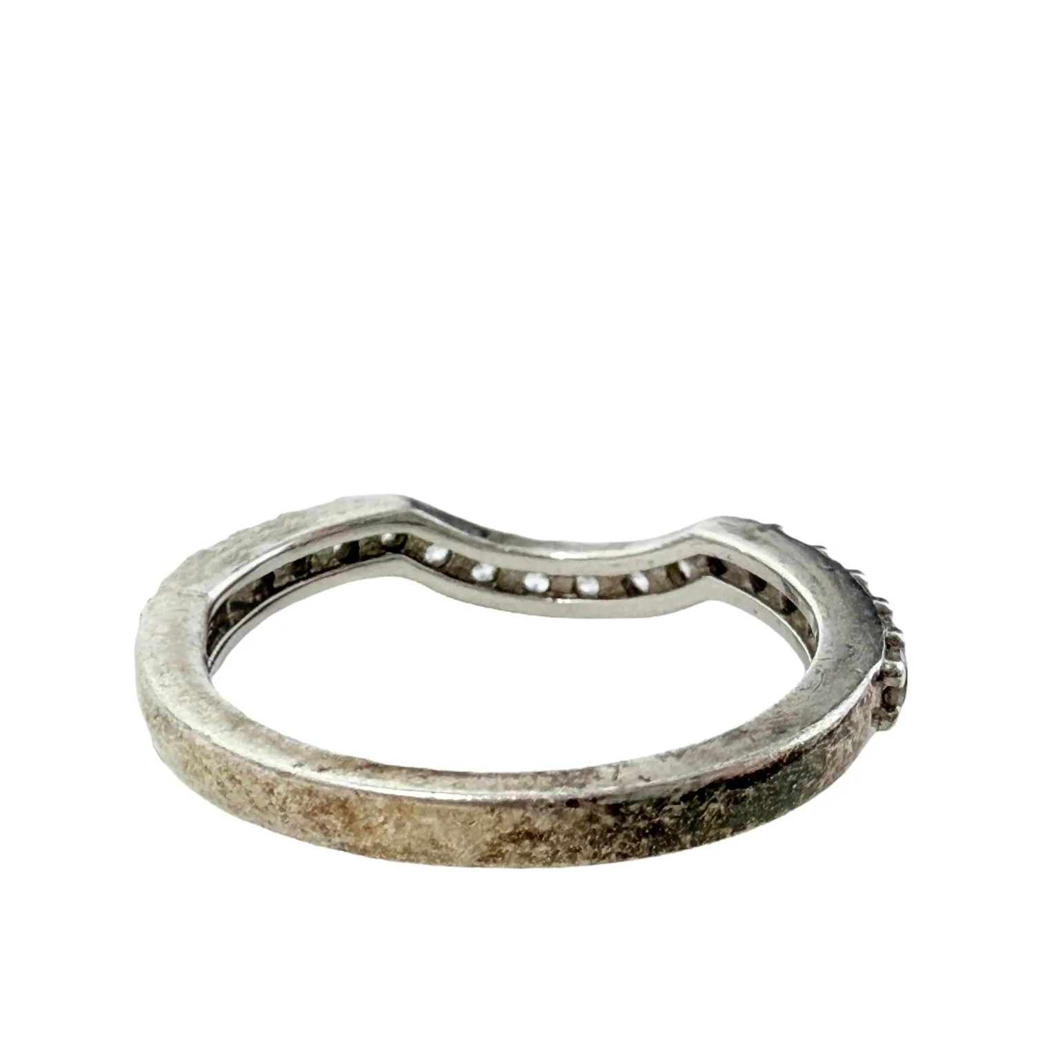 Clear Stine & Sterling Silver Contour Band Ring By Clothes Mentor