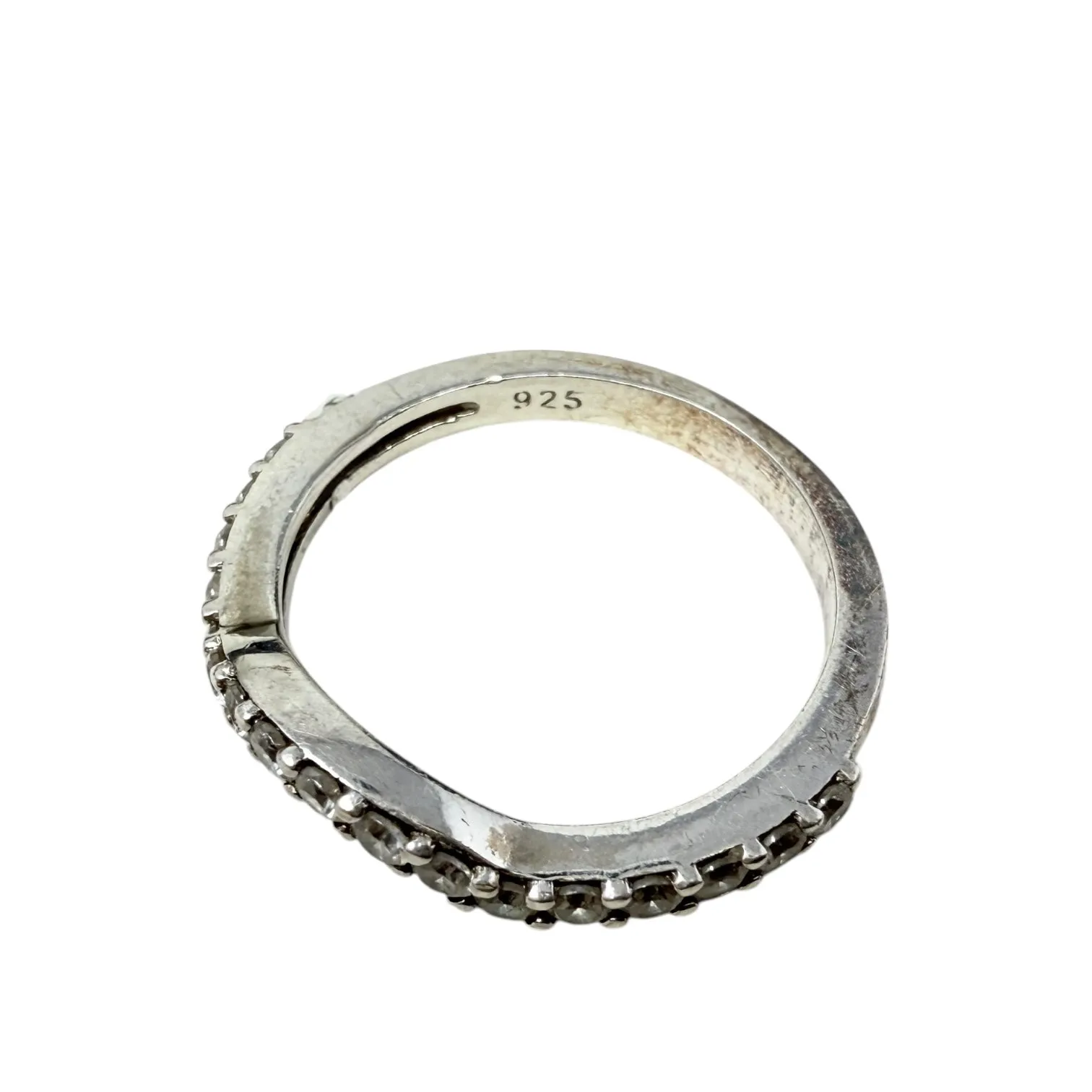Clear Stine & Sterling Silver Contour Band Ring By Clothes Mentor