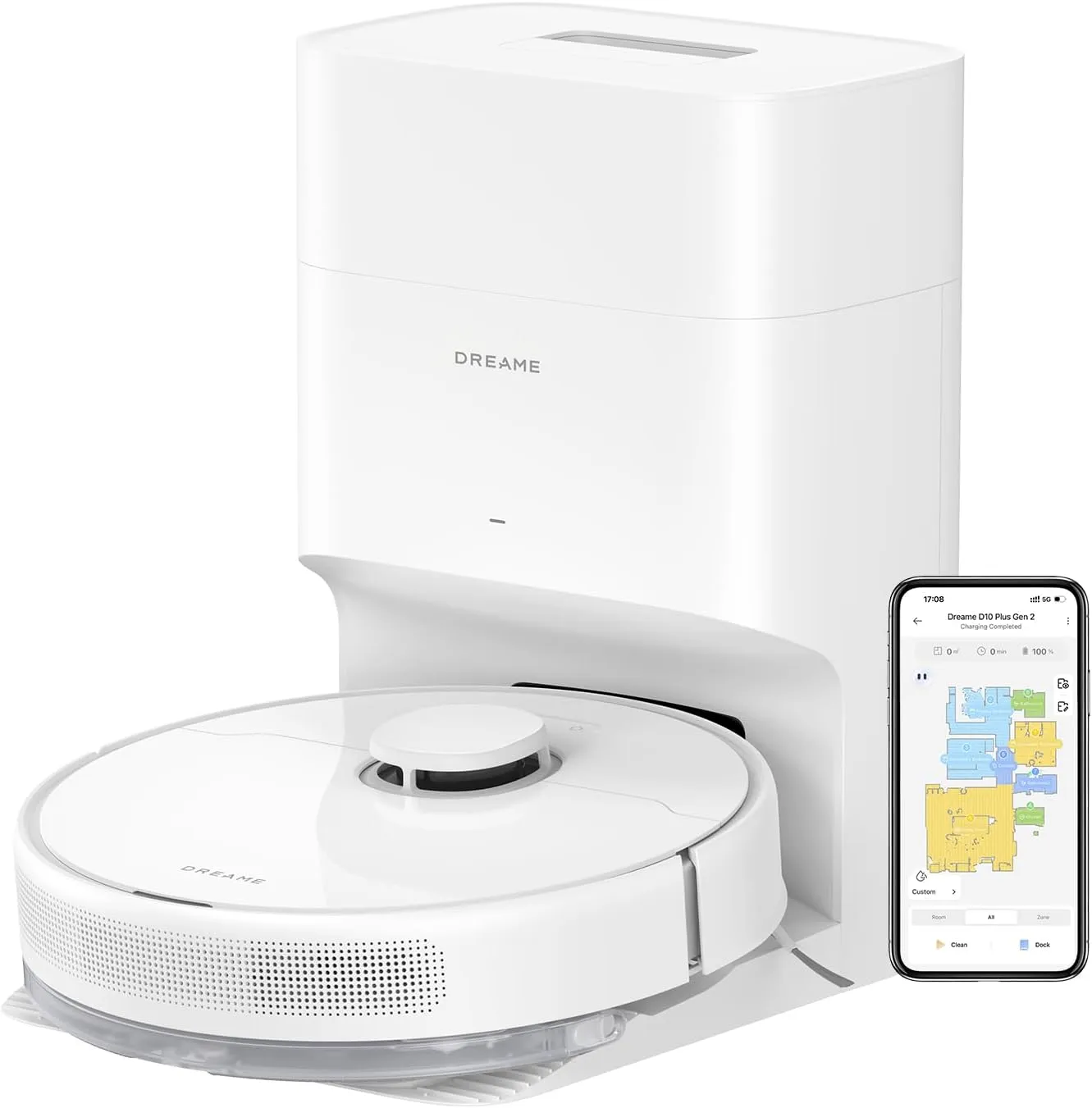 Dreame D10 Plus Gen2 Robot Vacuum, 6000PA, White