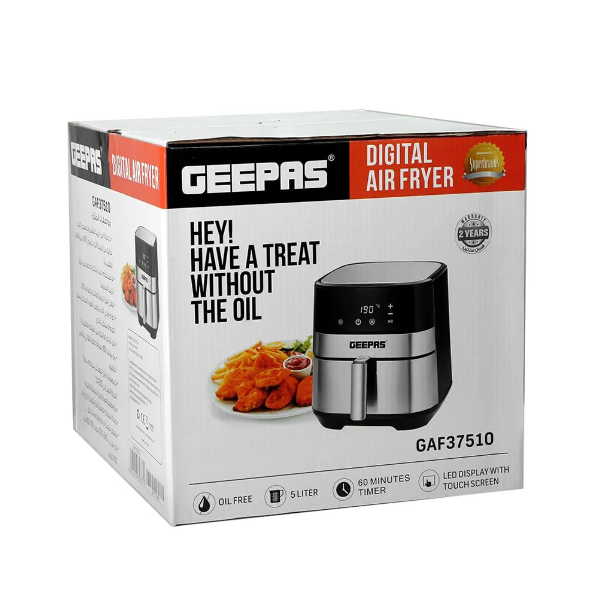 Geepas Digital Air Fryer Adjustable Thermostat Up To 200C