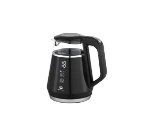 Home Electric Kettle Digital Glass With Stainless 1 L 1100 W Black And Silver Elect