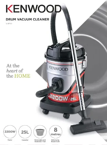 Kenwood Canister Vacuum, 25Lit, 2200Watts, Grey