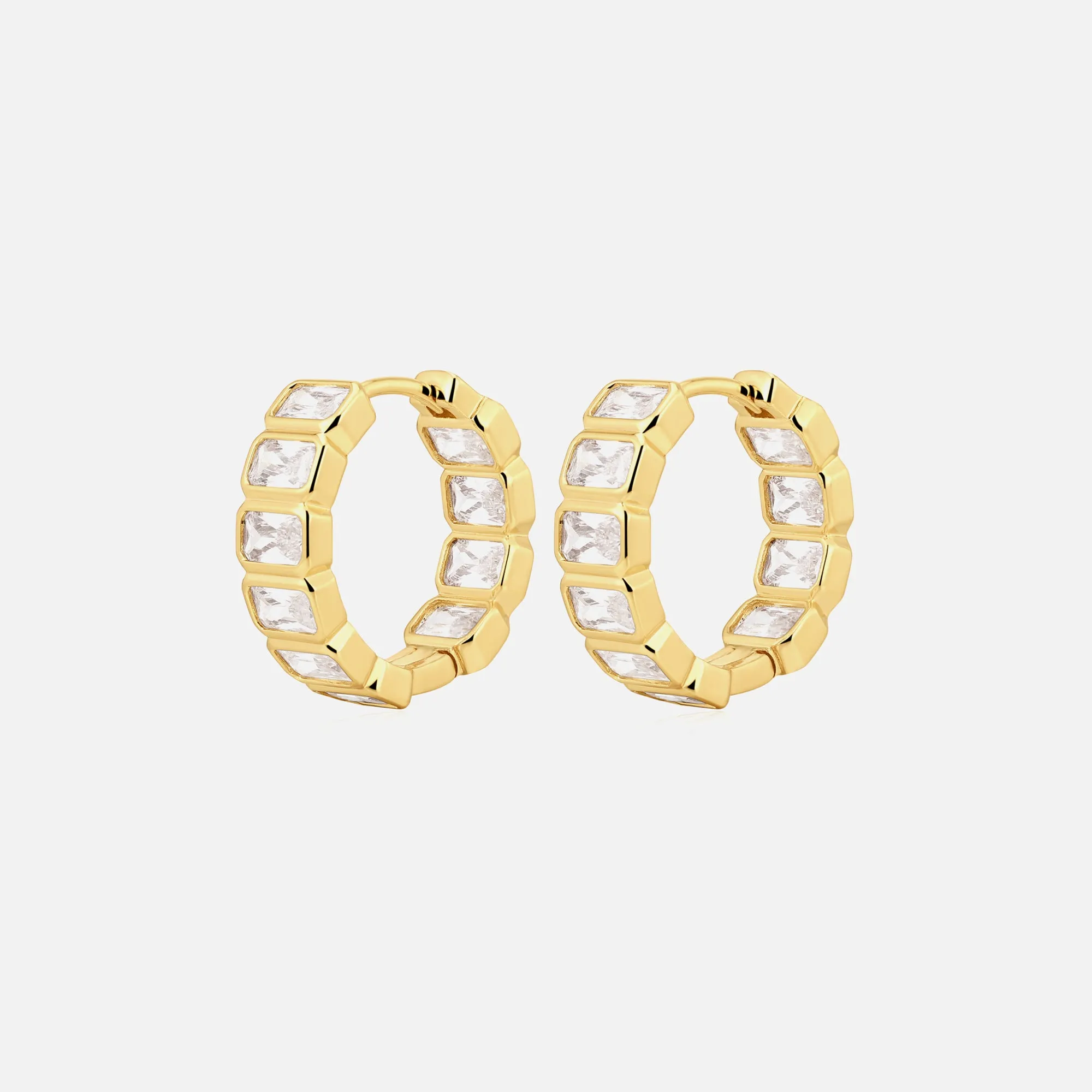 Luv AJ The Bianca Bezel Hoops - Gold