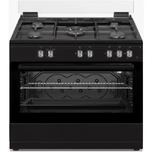 Master Gas Cookers, 5 Burners, 90x60Cm, 3Fan, Cast Iron, Black