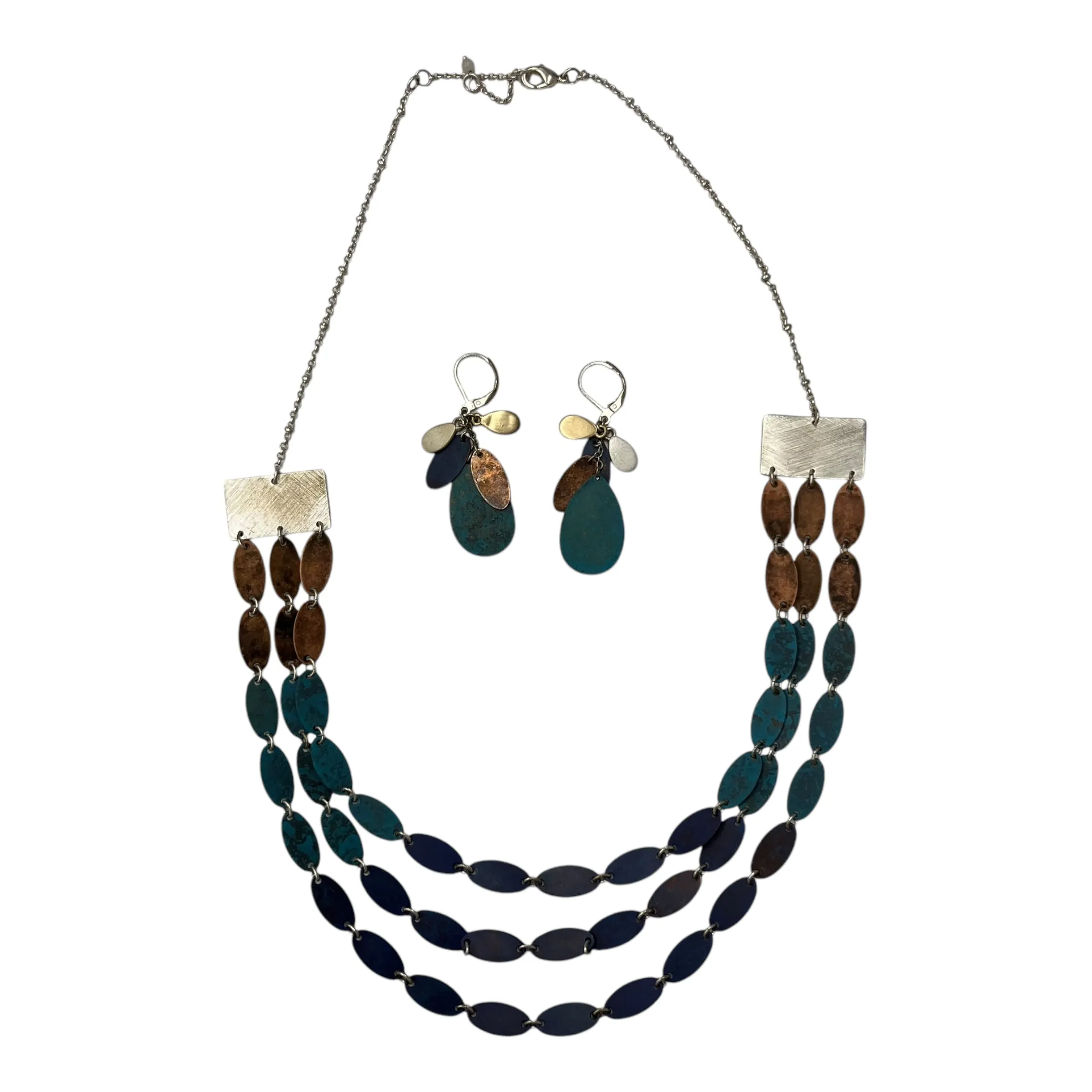 Necklace Set By Clothes Mentor In Blue & Brown, Size:02 Piece Set
