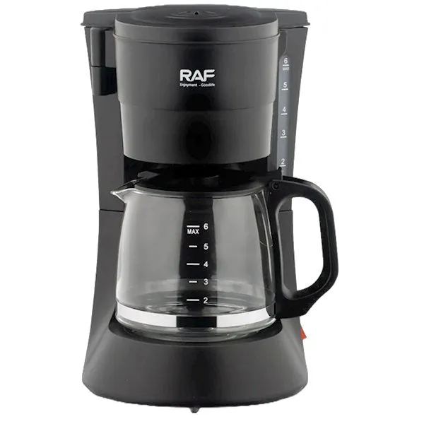 Raf Coffee Machine, 600Watts, Anti-Drip 4-6 Cups, Black