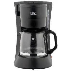Raf Coffee Machine, 600Watts, Anti-Drip 4-6 Cups, Black