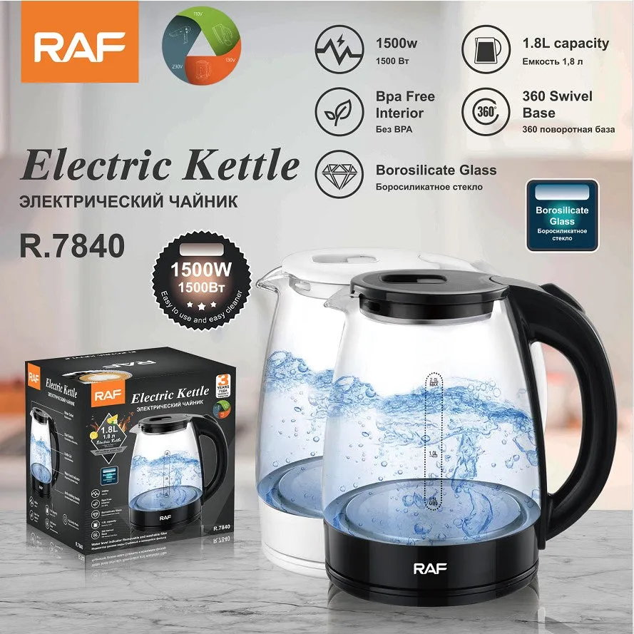 Raf Glass Kettle, 1.8Lit, 1500Watts, 2Lit