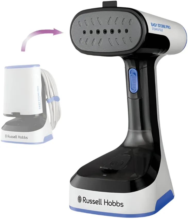 Russell Hobbs Garment Steamer Easy Store, PRO Steam & Fold, White & Blue