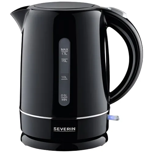 Severin Kettle Automatic Steam Stop, On/Off button, 1.7Lit, 2200Watts, Black