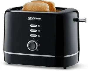 SEVERIN Toaster Power, 850Watts, 2 Slices, Retractable Wire, Defrost, Black