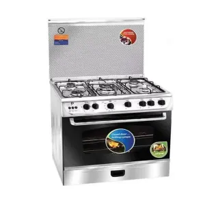 Sptech Gas Cooker with Fan, 90*60Cm, 5 Burners, Stainless Steel