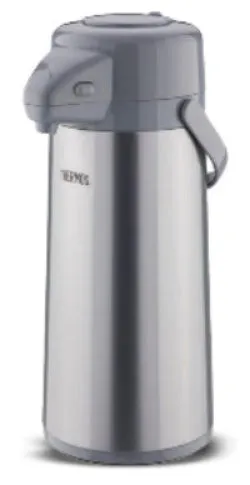 Thermos Glass Vacuum Pump Pot with Push Button, 2.2Lit, Stainless Steel