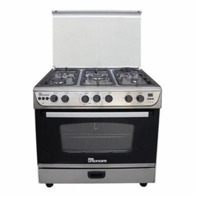 Unionair Gas Cookers Full Option, Full Safety, Cast Iron, Digital Fan,90Cm, Stainless Steel