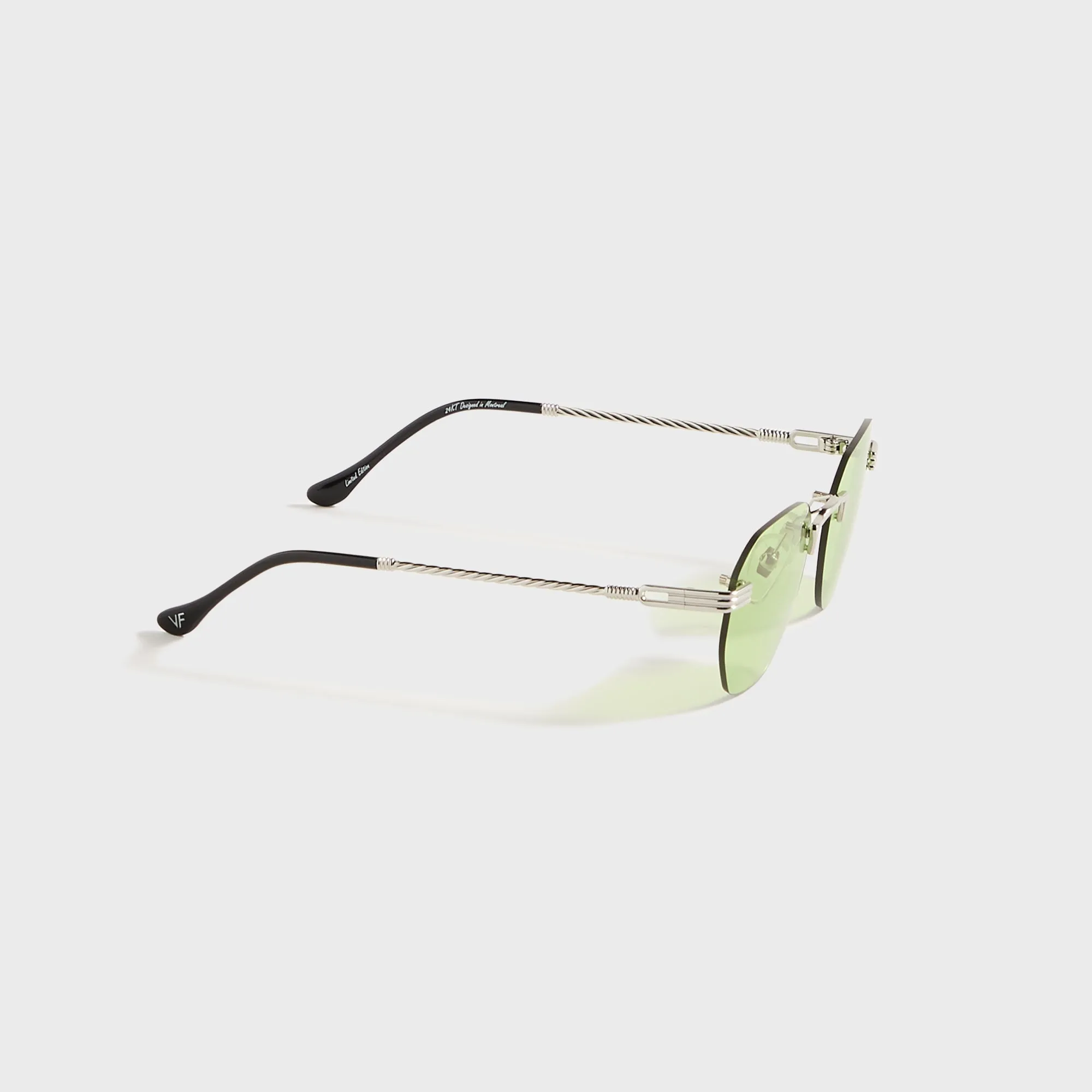 Vintage Frames Detroit Player Rimless Drill Mount 24KT - White Gold / Lime Green