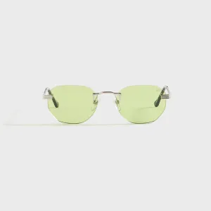 Vintage Frames Detroit Player Rimless Drill Mount 24KT - White Gold / Lime Green