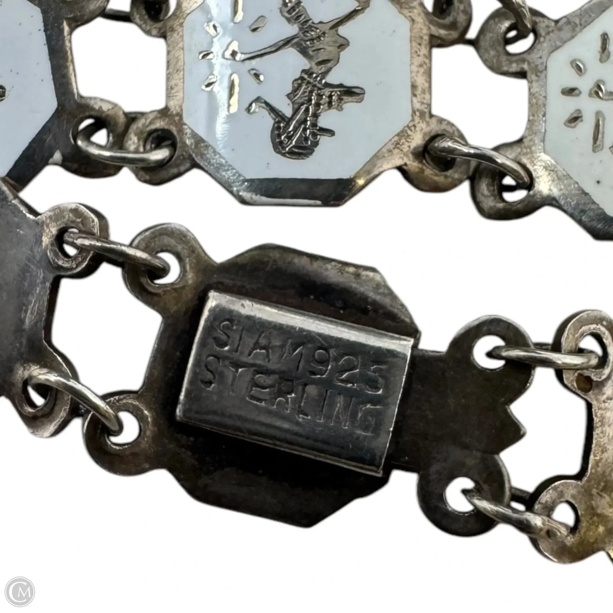 Vintage Thai Sterling Silver & Enamel Bracelet
