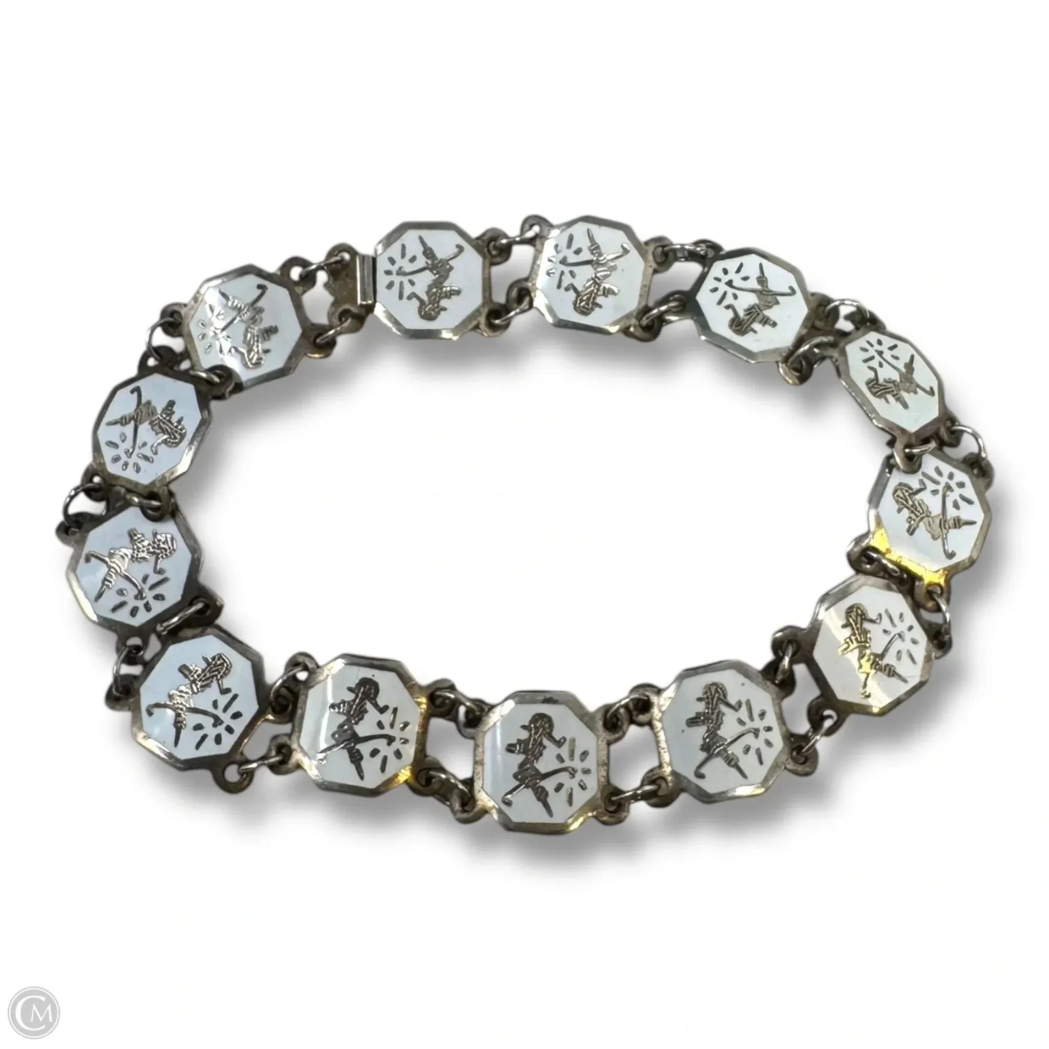 Vintage Thai Sterling Silver & Enamel Bracelet