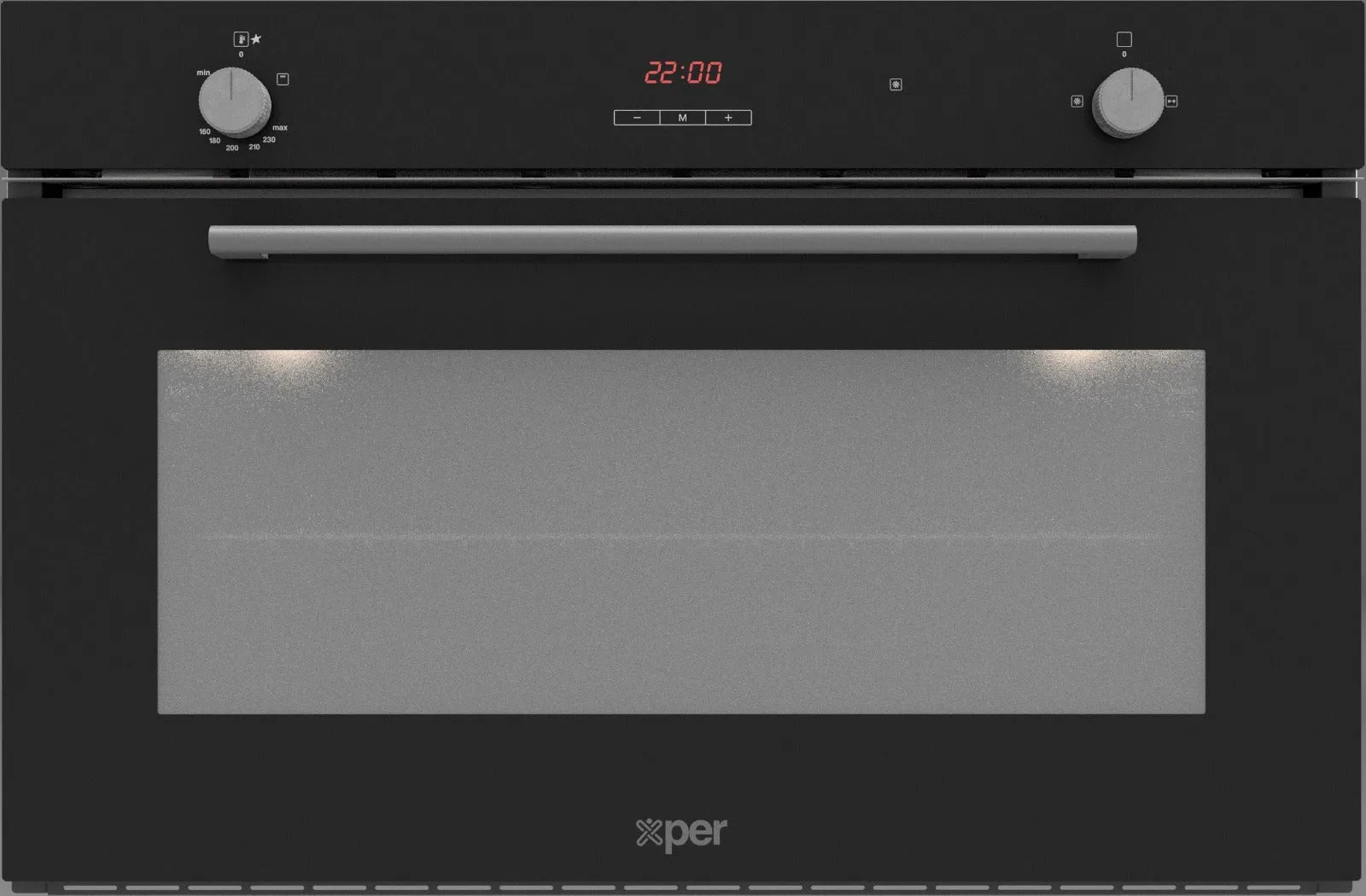 X-PER Built in Gas Oven, Digital Double Fan, 90Cm, Black