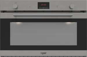X-PER Built in Gas Oven, Digital Double Fan, 90Cm, Inox