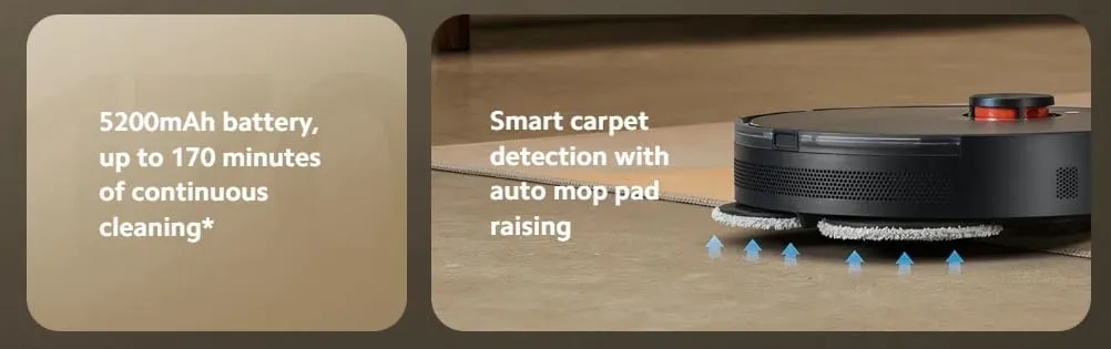 Xiaomi Robot Vacuum S20  Black, 2000 Watts, 3 Functions, 6000 Pa
